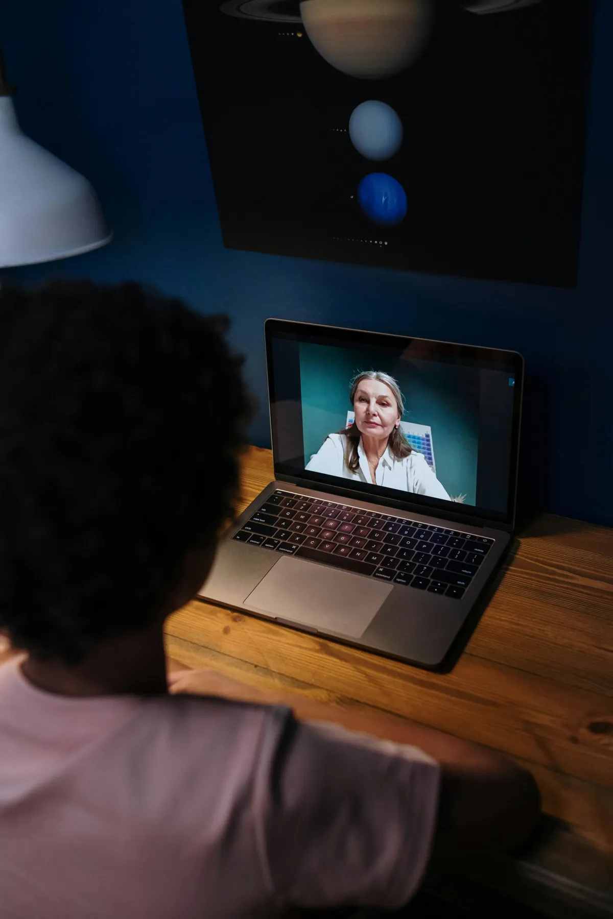 Family staying connected across the distance through a quiet phone call